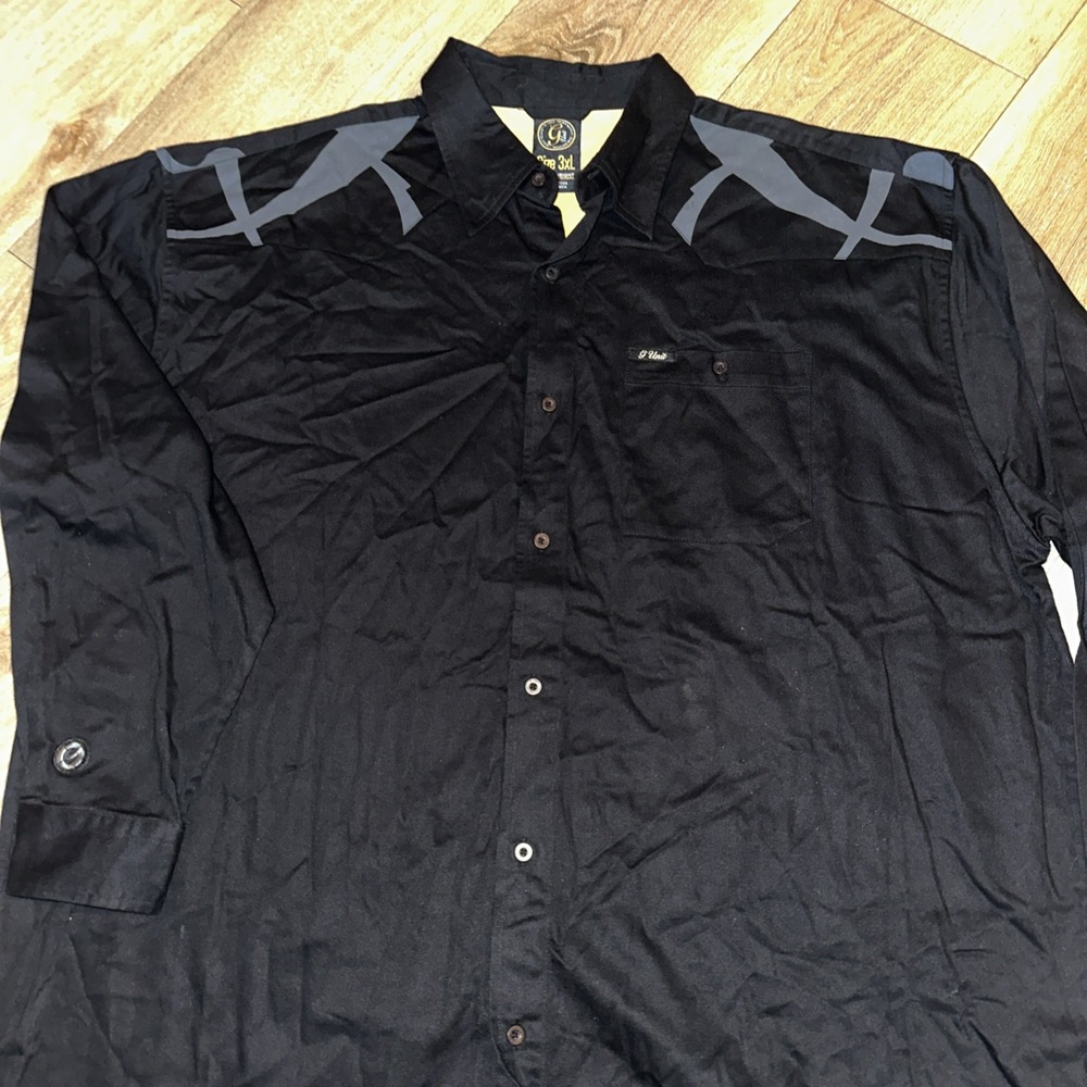 G-Unit Mens Black Heavy Weight Button Down Shirt Y2K Streetwear Fall 2004 3XL